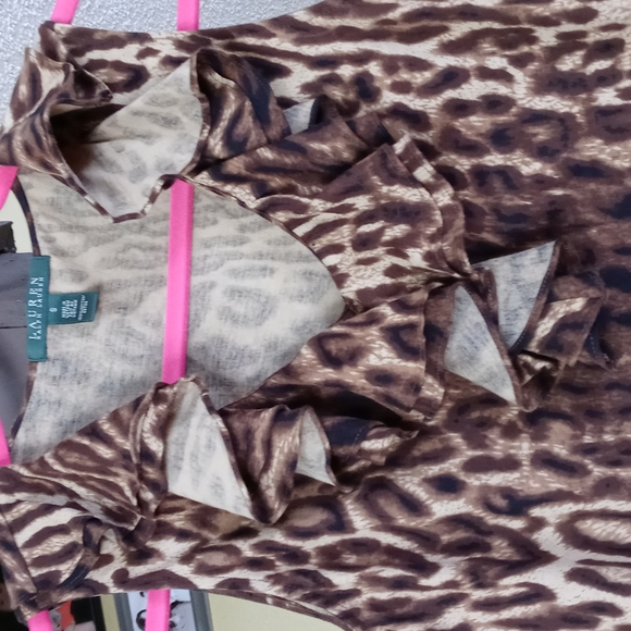 Lauren Ralph Lauren Animal Print Sleeveless Plunging Neckline Blouse Women's Sm - Picture 2 of 4